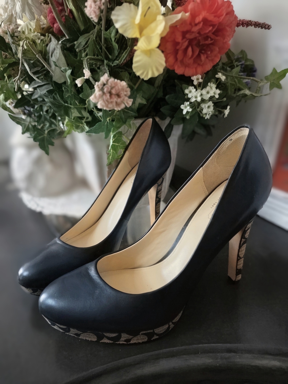 Coach Alexa Black Leather Platform Heels